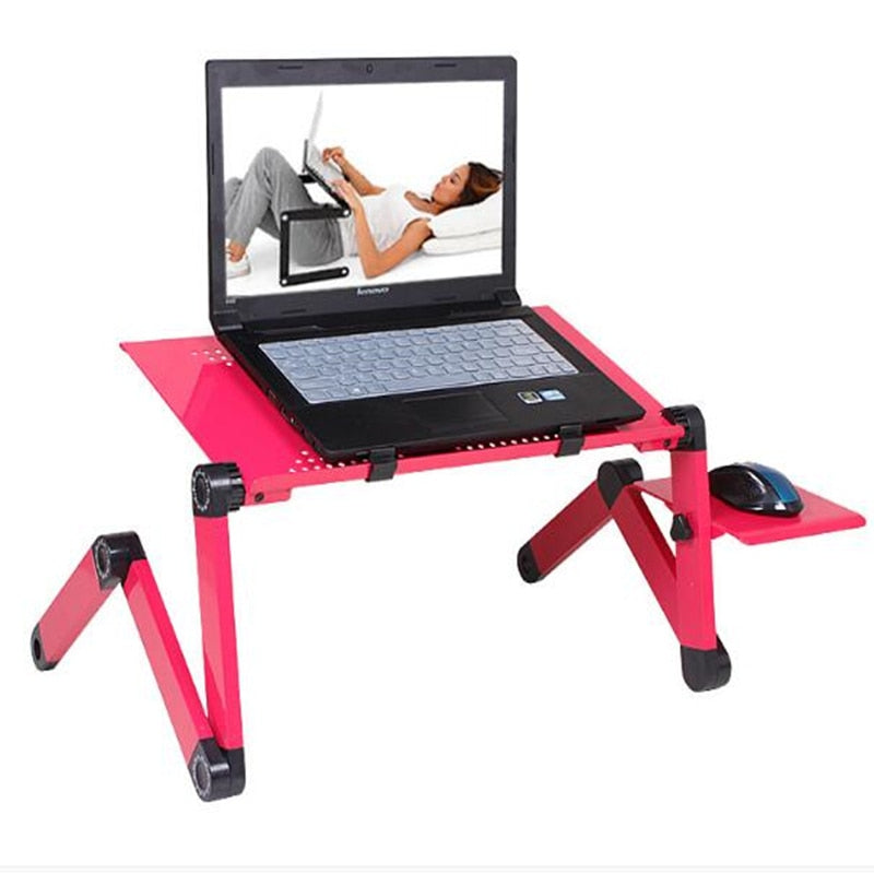Mesa portátil multifuncional em alumínio, ajuste 360º + cooler.