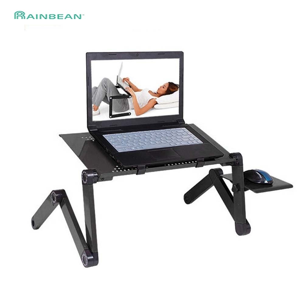 Mesa portátil multifuncional em alumínio, ajuste 360º + cooler.