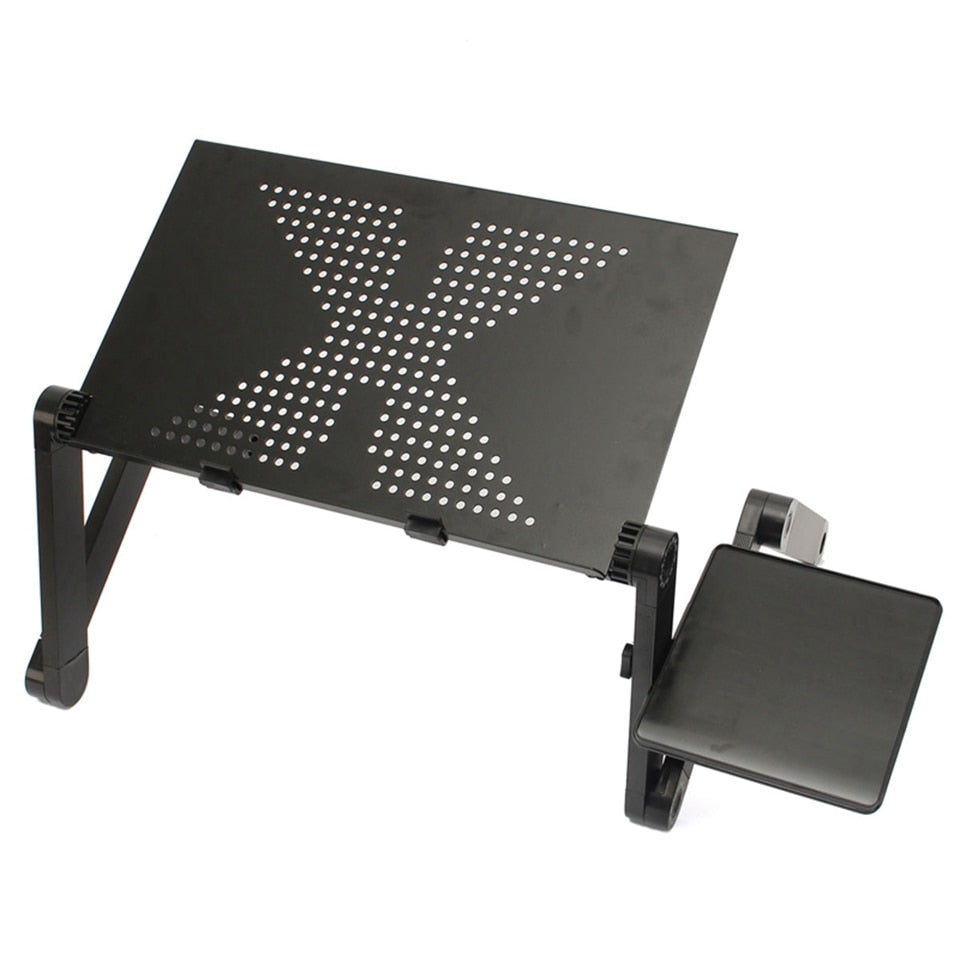 Mesa portátil multifuncional em alumínio, ajuste 360º + cooler.