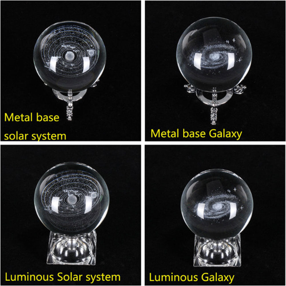 Esfera De Vidro Galaxia 3D sistema solar com lâmpada de Cristal. Peças únicas