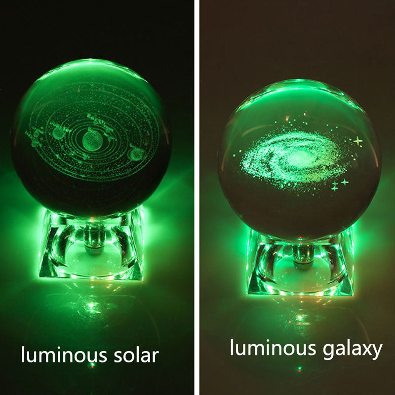 Esfera De Vidro Galaxia 3D sistema solar com lâmpada de Cristal. Peças únicas