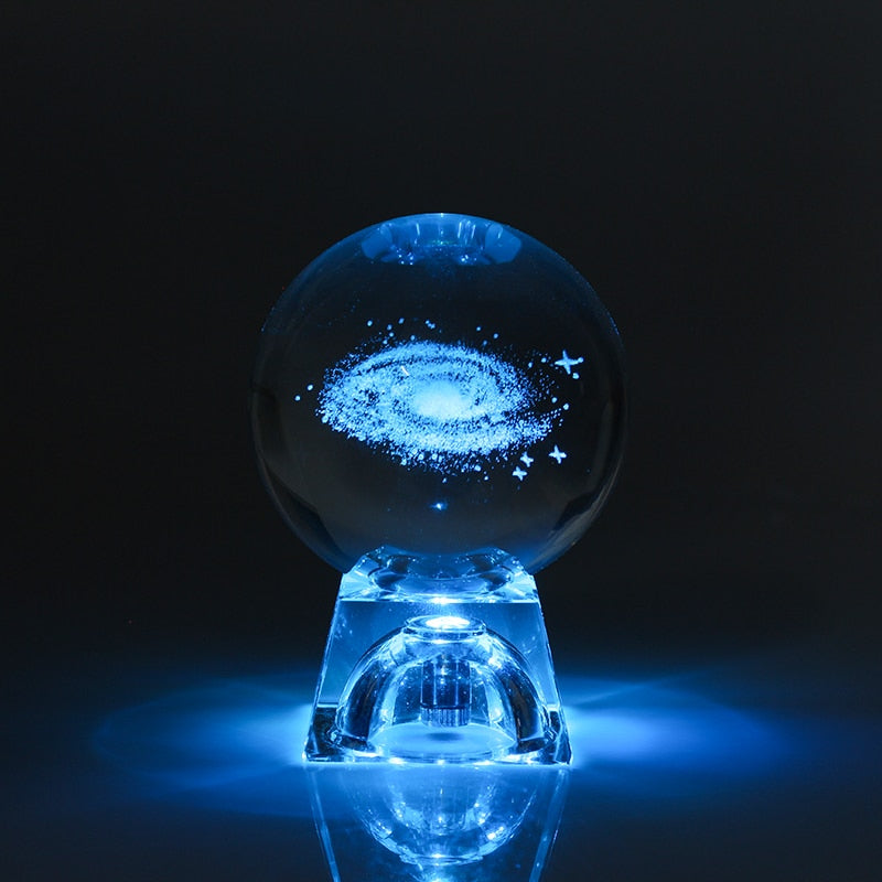 Esfera De Vidro Galaxia 3D sistema solar com lâmpada de Cristal. Peças únicas