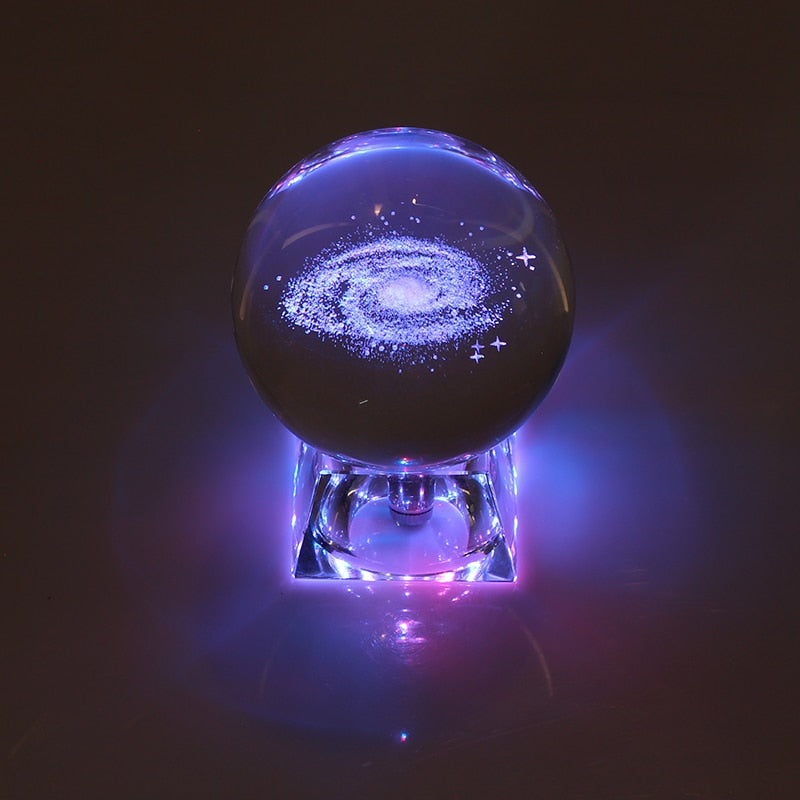 Esfera De Vidro Galaxia 3D sistema solar com lâmpada de Cristal. Peças únicas