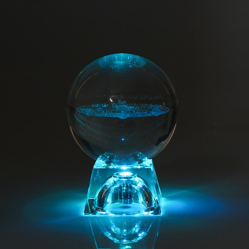 Esfera De Vidro Galaxia 3D sistema solar com lâmpada de Cristal. Peças únicas