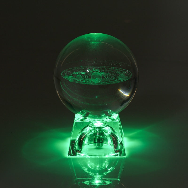 Esfera De Vidro Galaxia 3D sistema solar com lâmpada de Cristal. Peças únicas