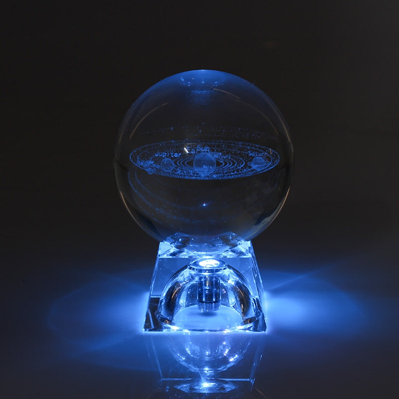Esfera De Vidro Galaxia 3D sistema solar com lâmpada de Cristal. Peças únicas