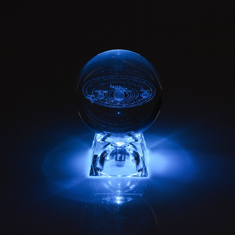 Esfera De Vidro Galaxia 3D sistema solar com lâmpada de Cristal. Peças únicas