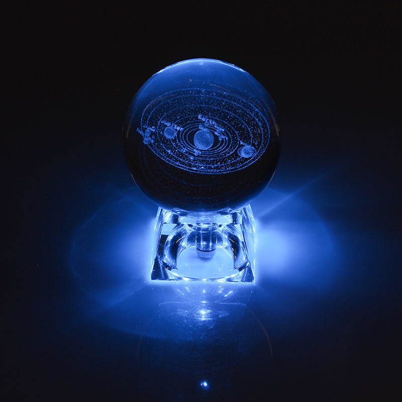 Esfera De Vidro Galaxia 3D sistema solar com lâmpada de Cristal. Peças únicas