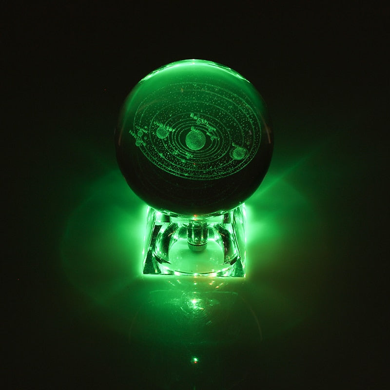 Esfera De Vidro Galaxia 3D sistema solar com lâmpada de Cristal. Peças únicas