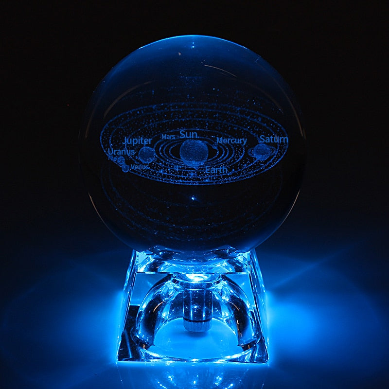Esfera De Vidro Galaxia 3D sistema solar com lâmpada de Cristal. Peças únicas