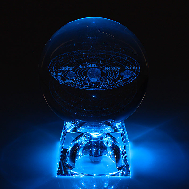 Esfera De Vidro Galaxia 3D sistema solar com lâmpada de Cristal. Peças únicas