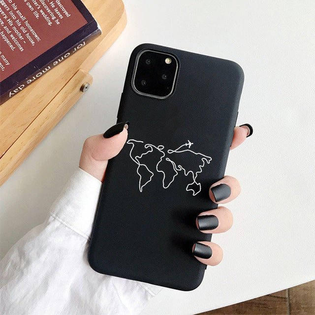 Planos populares de luxo mapa projetos caso telefone para iphone 11 pro xr x xs max 8 7 6s plus 5S se casos silicone macio capa preta