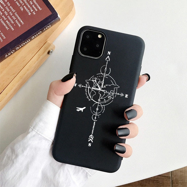 Planos populares de luxo mapa projetos caso telefone para iphone 11 pro xr x xs max 8 7 6s plus 5S se casos silicone macio capa preta