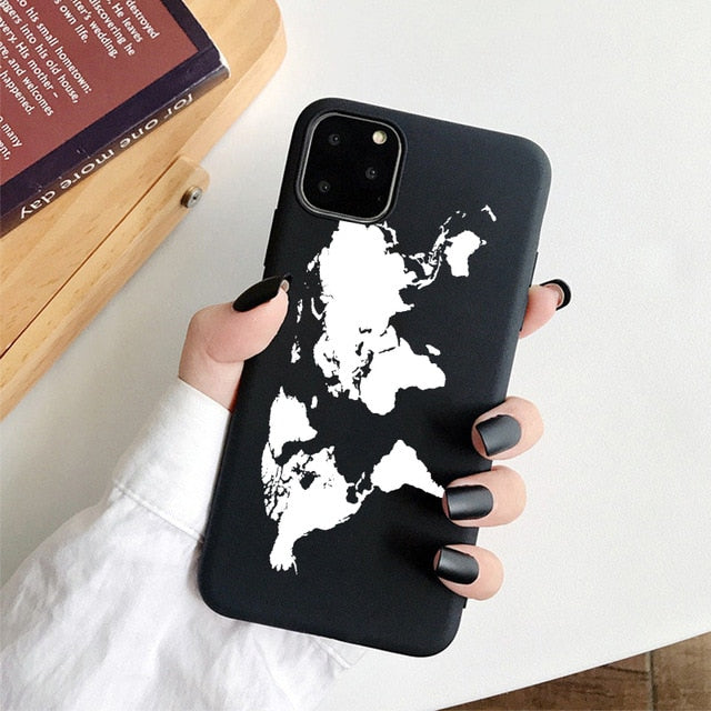 Planos populares de luxo mapa projetos caso telefone para iphone 11 pro xr x xs max 8 7 6s plus 5S se casos silicone macio capa preta
