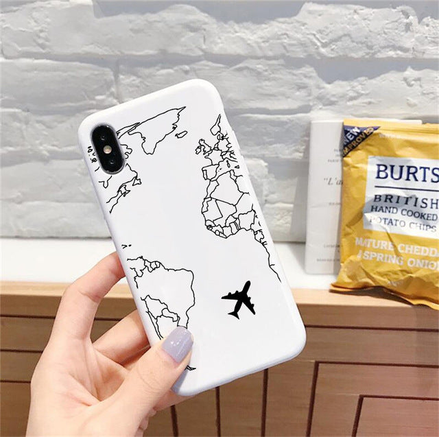 Planos populares de luxo mapa projetos caso telefone para iphone 11 pro xr x xs max 8 7 6s plus 5S se casos silicone macio capa preta