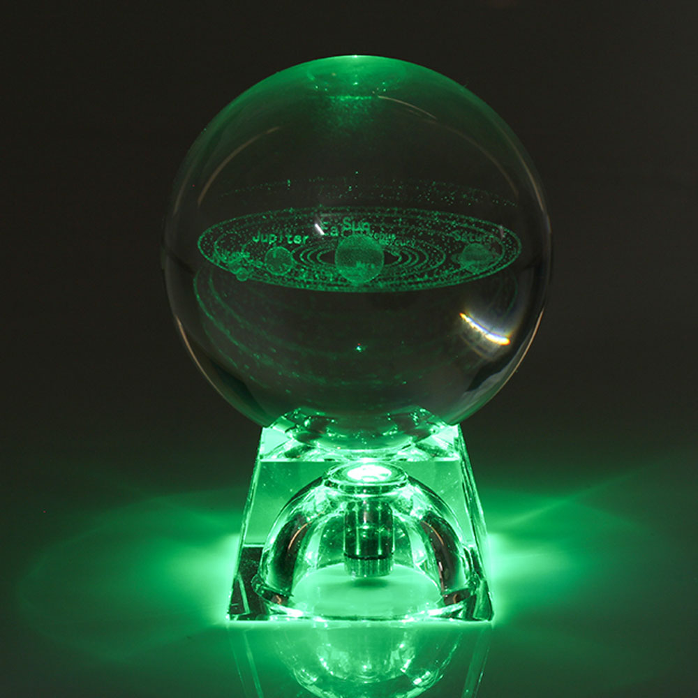 Esfera De Vidro Galaxia 3D sistema solar com lâmpada de Cristal. Peças únicas