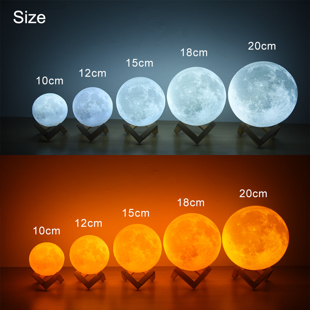 Luminária de lua 3D Recarregável 3 Modelos, 2 cores / 3 cores e 16 cores com Controle Remoto.