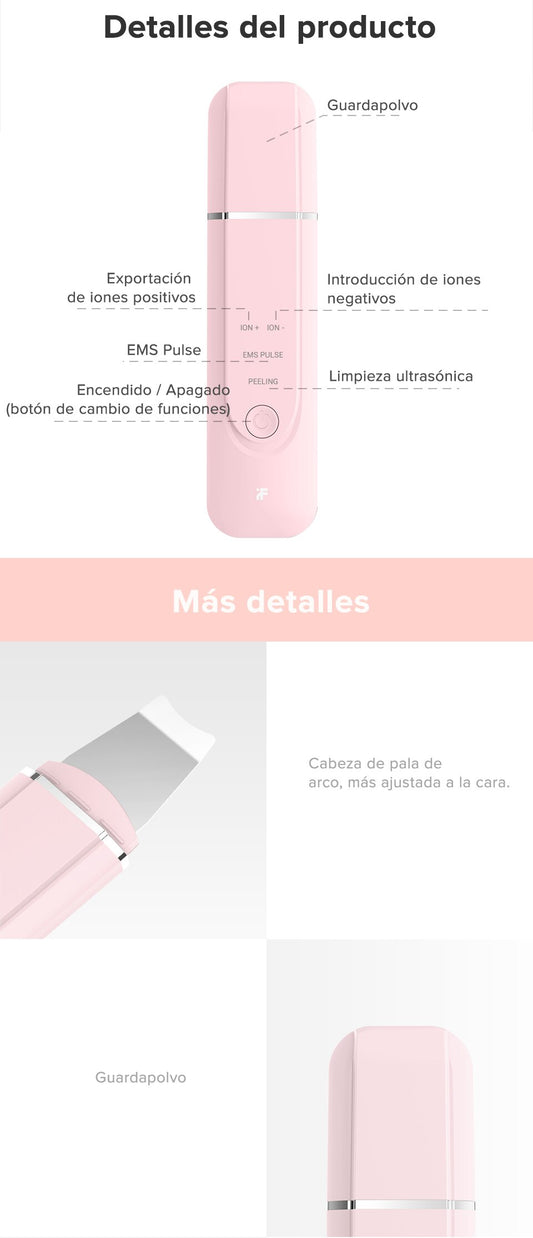 Máquina de iones ultrasónica limpieza de poros faciales de limpieza de espinillas