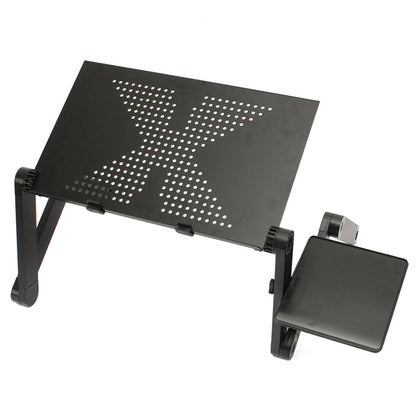 Mesa portátil multifuncional em alumínio, ajuste 360º  +  cooler.