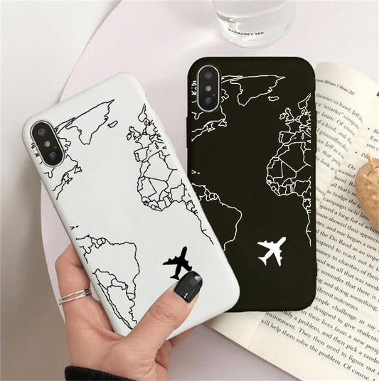 Planos populares de luxo mapa projetos caso telefone para iphone 11 pro xr x xs max 8 7 6s plus 5S se casos silicone macio capa preta
