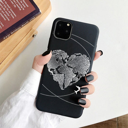 Planos populares de luxo mapa projetos caso telefone para iphone 11 pro xr x xs max 8 7 6s plus 5S se casos silicone macio capa preta