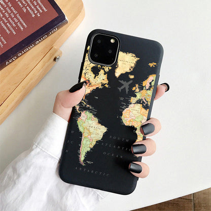 Planos populares de luxo mapa projetos caso telefone para iphone 11 pro xr x xs max 8 7 6s plus 5S se casos silicone macio capa preta