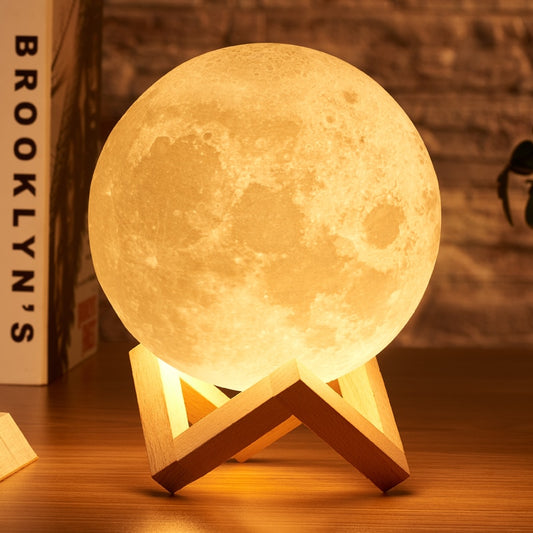 Luminária de lua 3D  Recarregável 3 Modelos, 2 cores / 3 cores e 16 cores  com Controle Remoto.